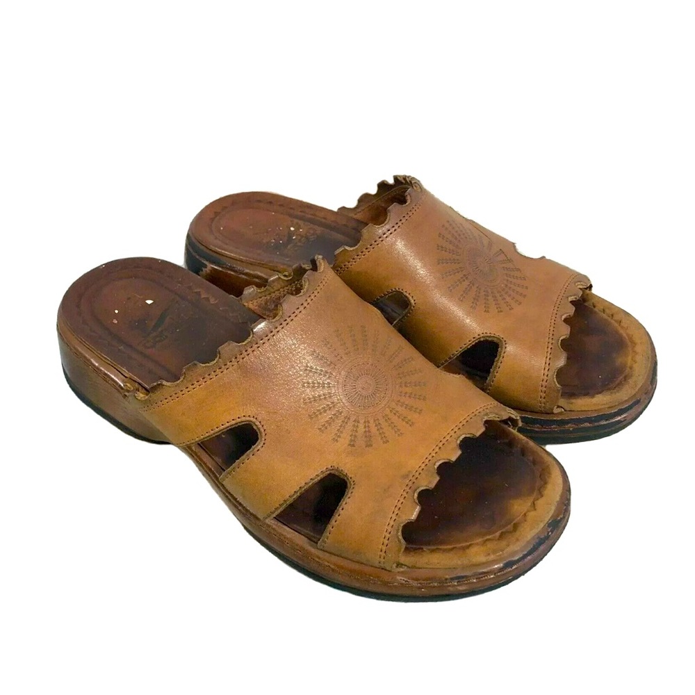 Dansko Eve Boho Clog Sandals Slip On Leather Brown Sz 6
